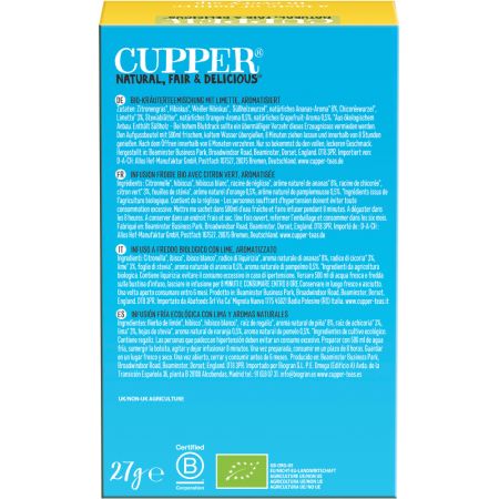 Ceai rece de fructe cu aroma de ananas si lamaie verde, 10 plicuri, Cupper 715010