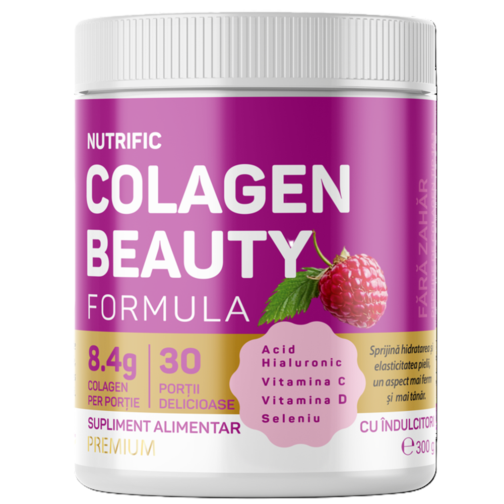 Colagen pudra cu aroma de zmeura Beauty Formula, 300 g, Nutrific