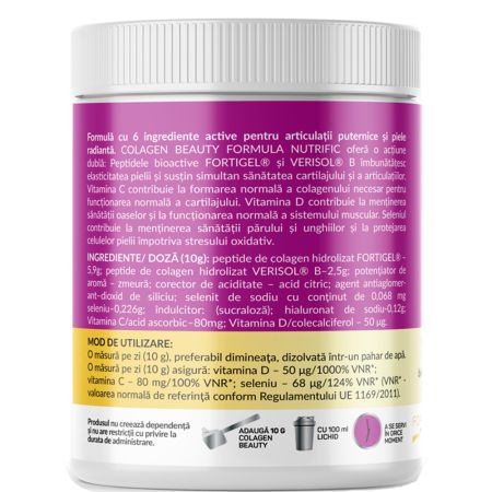 Colagen pudra cu aroma de zmeura Beauty Formula, 300 g, Nutrific 709891