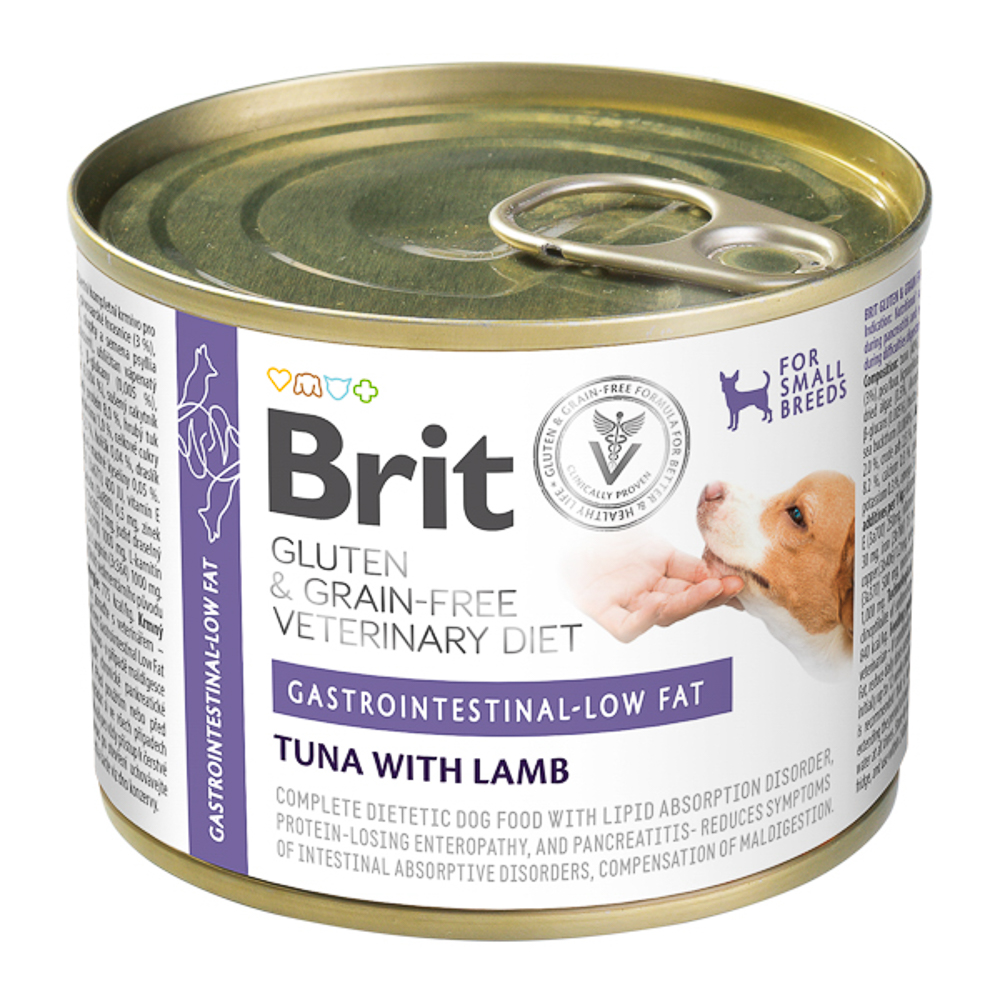 Hrana umeda cu somon si mazare pentru caini Gastrointestinal Low-Fat, 200 g, Brit