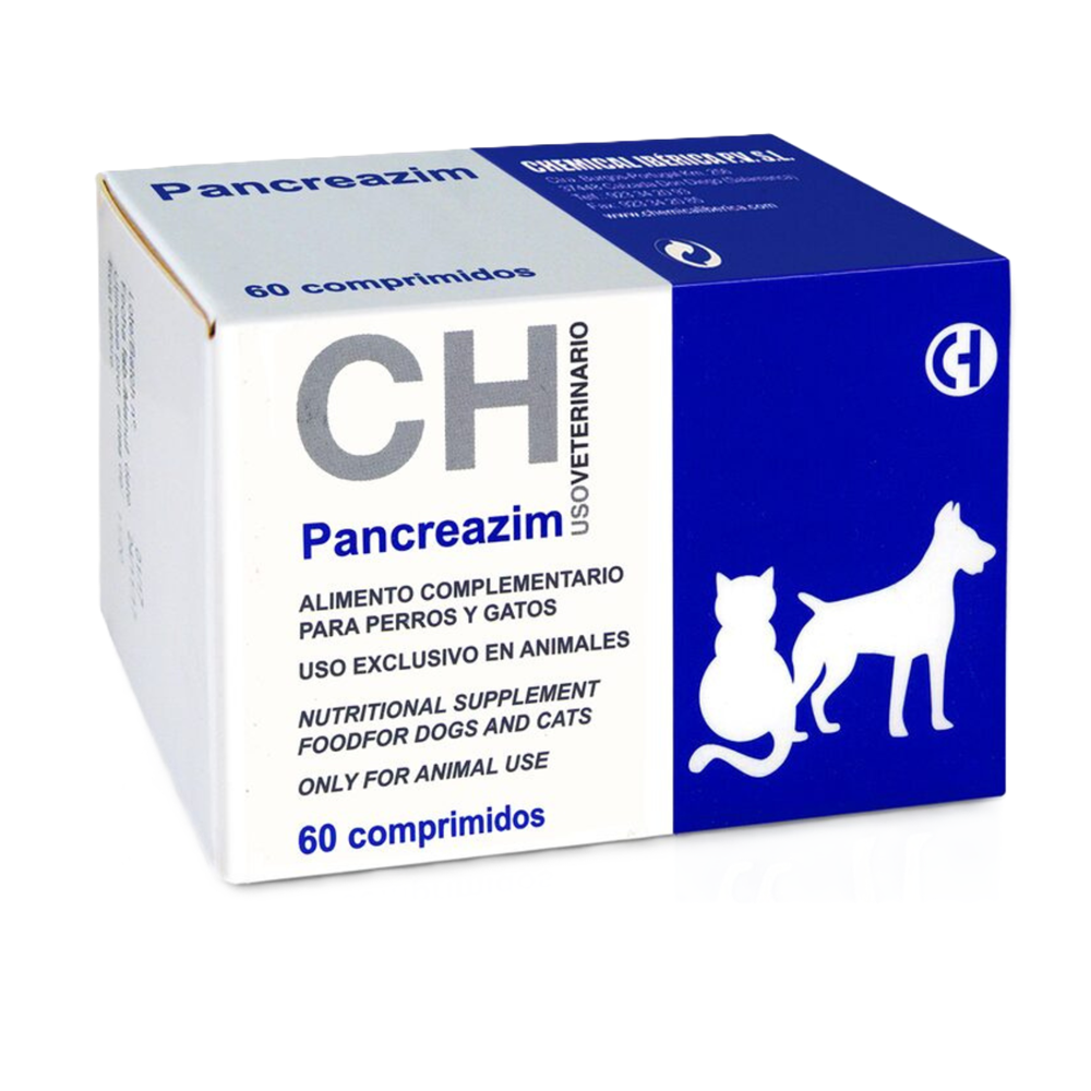 Supliment digestiv enzimatic pentru caini si pisici Pancreazim, 60 comprimate, Chemical Iberica