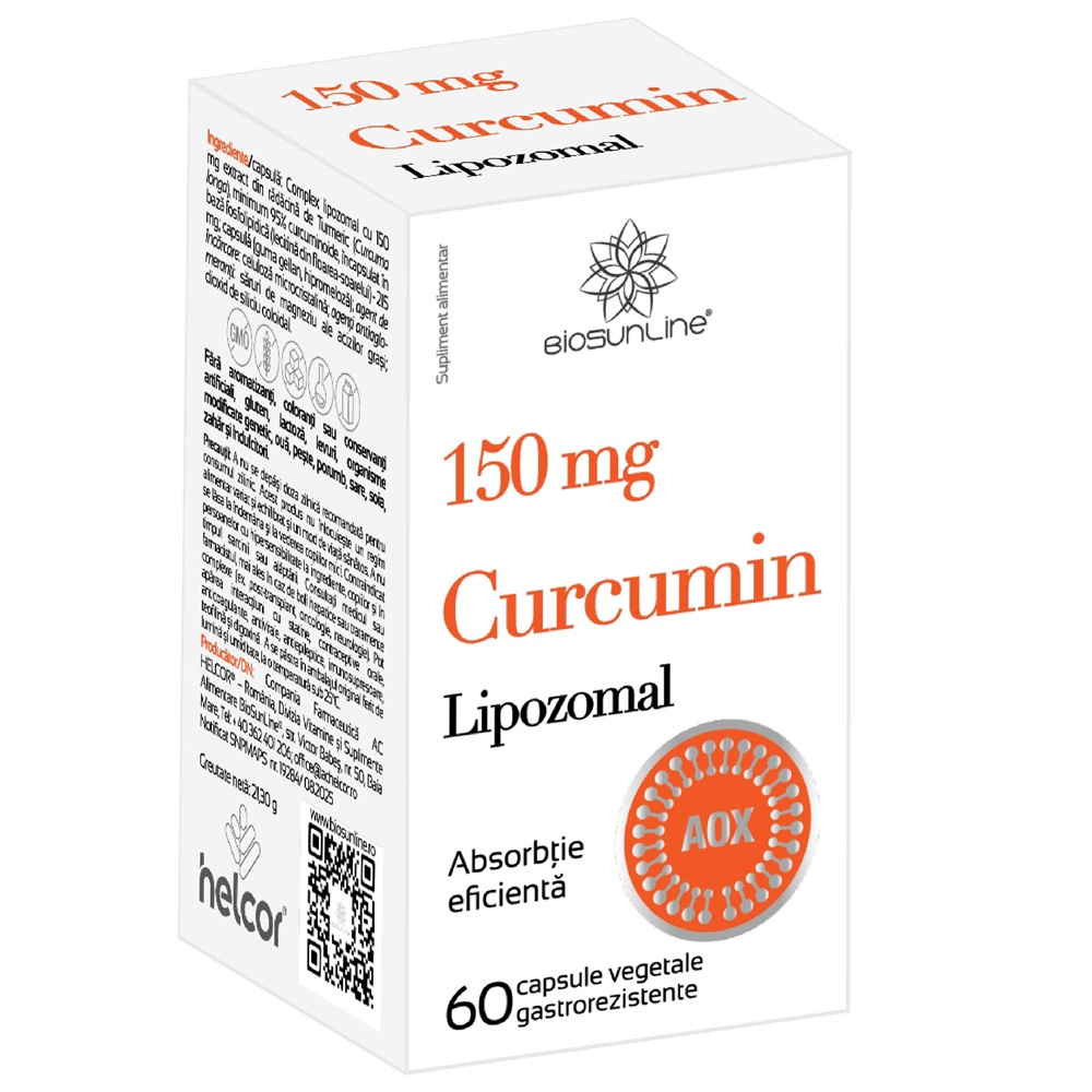 Curcumin Lipozomal, 150mg, 60 capsule vegetale, BioSunLine