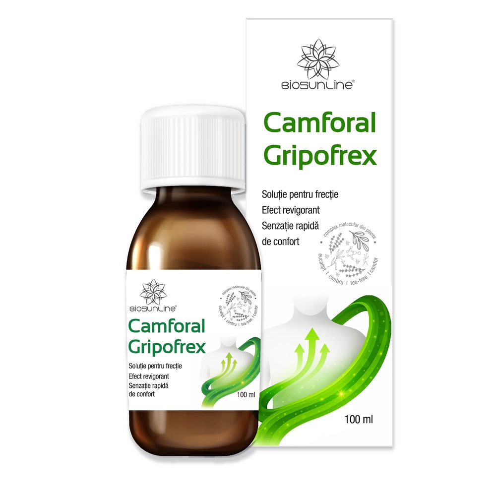 Solutie pentru frectie Camforal Gripofrex, 100 ml, BioSunLine