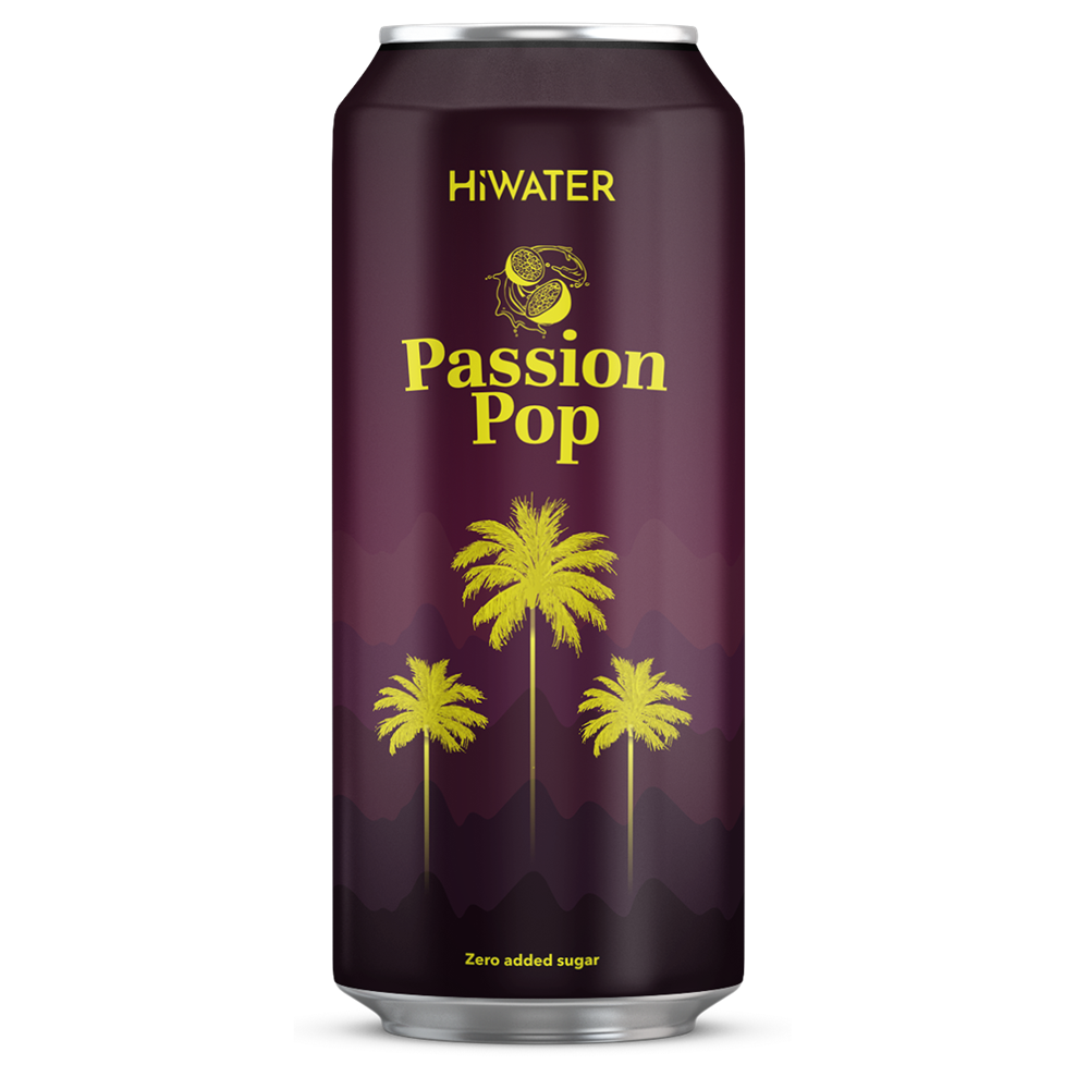 Apa naturala de cocos carbogazificata cu suc natural de fructul pasiunii Passion Pop, 320 ml, Hiwater