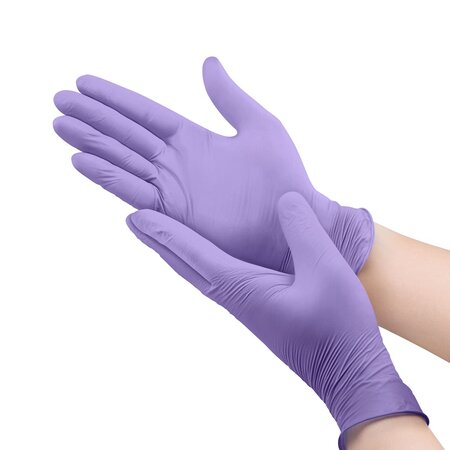 Manusi din nitril nepudrate de unica folosinta violet, marimea L, 100 bucati, Kid-Man 710810