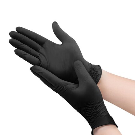 Manusi din nitril nepudrate de unica folosinta negre, marimea XS, 100 bucati, Kid-Man 710817