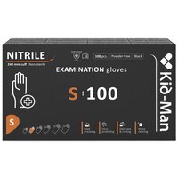 Manusi din nitril nepudrate de unica folosinta negre, marimea S, 100 bucati, Kid-Man