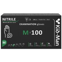 Manusi din nitril nepudrate de unica folosinta negre, marimea M, 100 bucati, Kid-Man