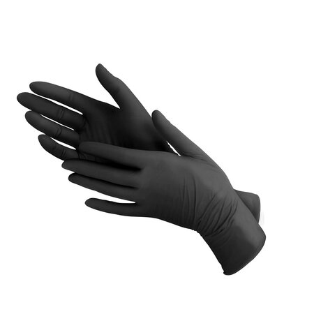 Manusi din nitril nepudrate de unica folosinta negre, marimea XL, 100 bucati, Kid-Man 710837