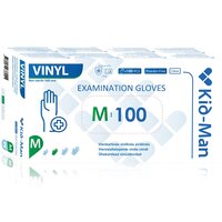 Manusi din vinil nepudrate de unica folosinta transparente, marimea M, 100 bucati, Kid-Man