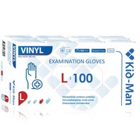 Manusi din vinil nepudrate de unica folosinta transparente, marimea L, 100 bucati, Kid-Man