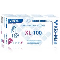 Manusi din vinil nepudrate de unica folosinta transparent, marimea XL, 100 bucati, Kid-Man