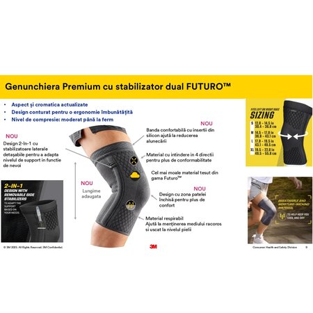 Genunchiera de compresie Premium cu stabilizator dual, Marimea XL, 1 bucata, Futuro 711020