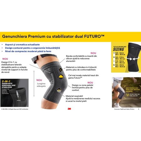 Genunchiera de compresie Premium cu stabilizator dual, Marimea L, 1 bucata, Futuro 711029