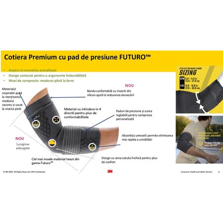 Cotiera de compresie Premium cu pad de presiune, Marimea S/M, 1 bucata, Futuro 711035