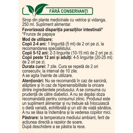 Sirop din plante medicinale Vermicin D73, 250 ml, Fares 711236