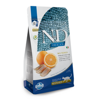Hrana uscata cu hering si portocala pentru pisici adulte sterilizate Ocean N&D, 1.5 kg, Farmina
