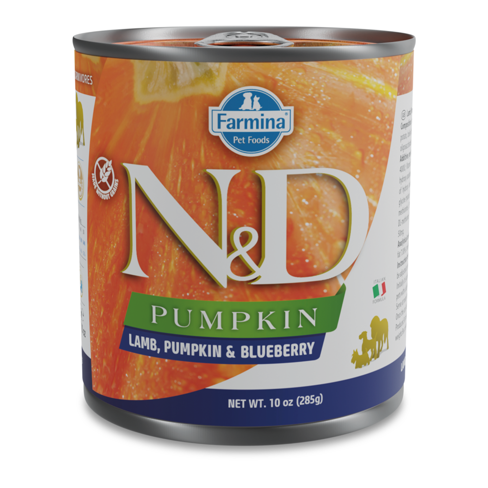 Hrana umeda cu carne de miel, dovleac si afine pentru caini Adult Pumpkin N&D, 285 g, Farmina