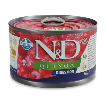 Hrana umeda cu carne de miel pentru caini adulti Adult Mini Quinoa Digestion N&D, 140 g, Farmina
