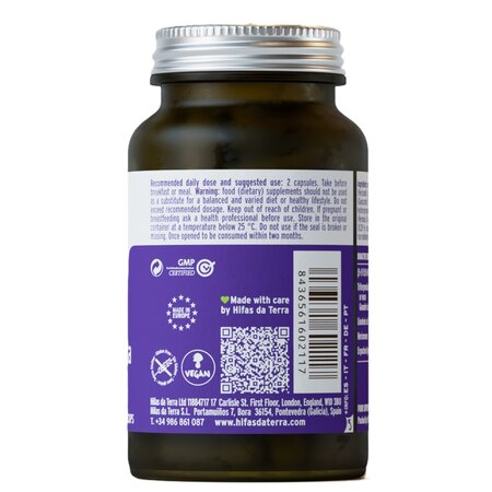 Extract din ciuperci reishi, coama de leu, pleurotus si shiitake Hifas Microbiota, flacon cu 60 capsule, Hifas da Terra 711934