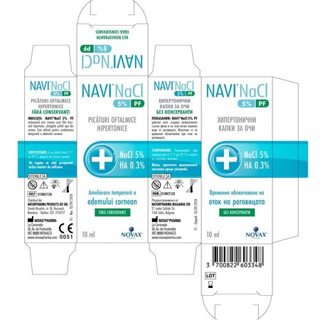 Picaturi oftalmice hipertonice Navi NaCl 5% PF, 10 ml, Novax Pharma 711954