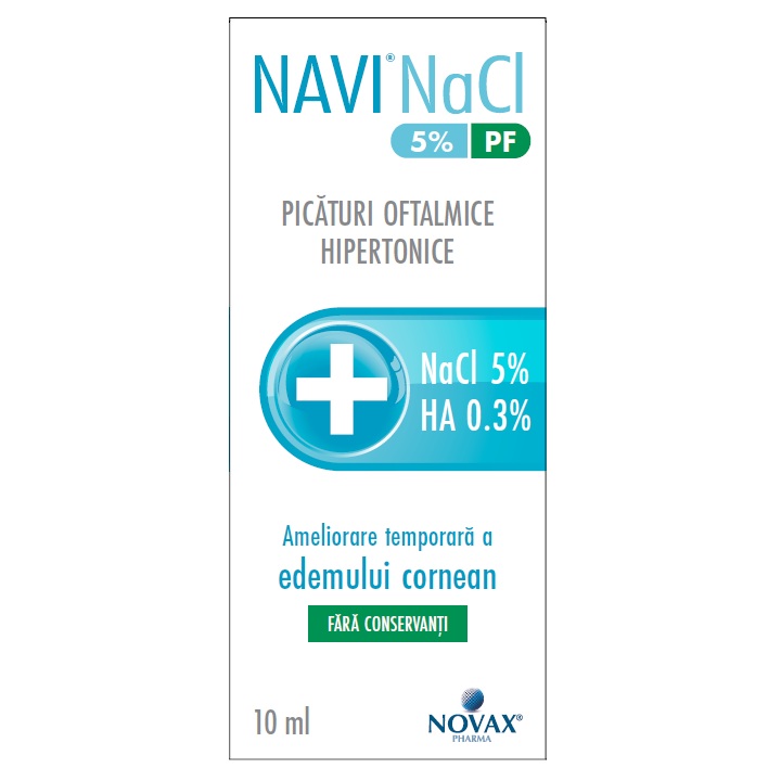 Picaturi oftalmice hipertonice Navi NaCl 5% PF, 10 ml, Novax Pharma