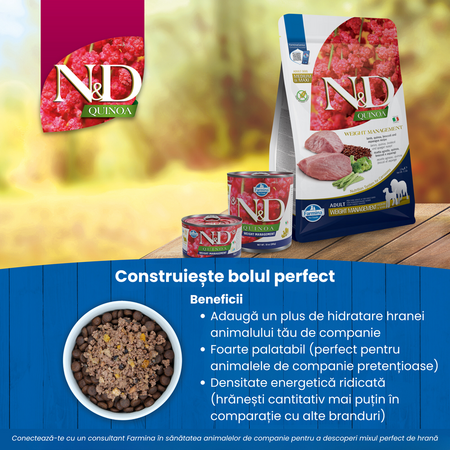 Hrana umeda cu carne de miel pentru caini N&D Weight Management, 140 g, Farmina 712007