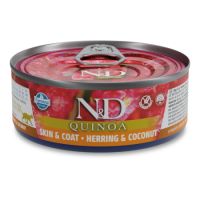 Hrana umeda cu hering si nuca de cocos pentru pisici Quinoa Skin and Coat N&D, 80 g, Farmina