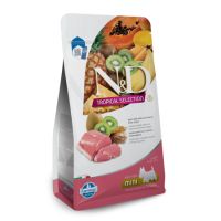 Hrana uscata cu carne de porc si fructe tropicale pentru caini adulti de talie mica Adult Mini Tropical Selection N&D, 1.5 kg, Farmina