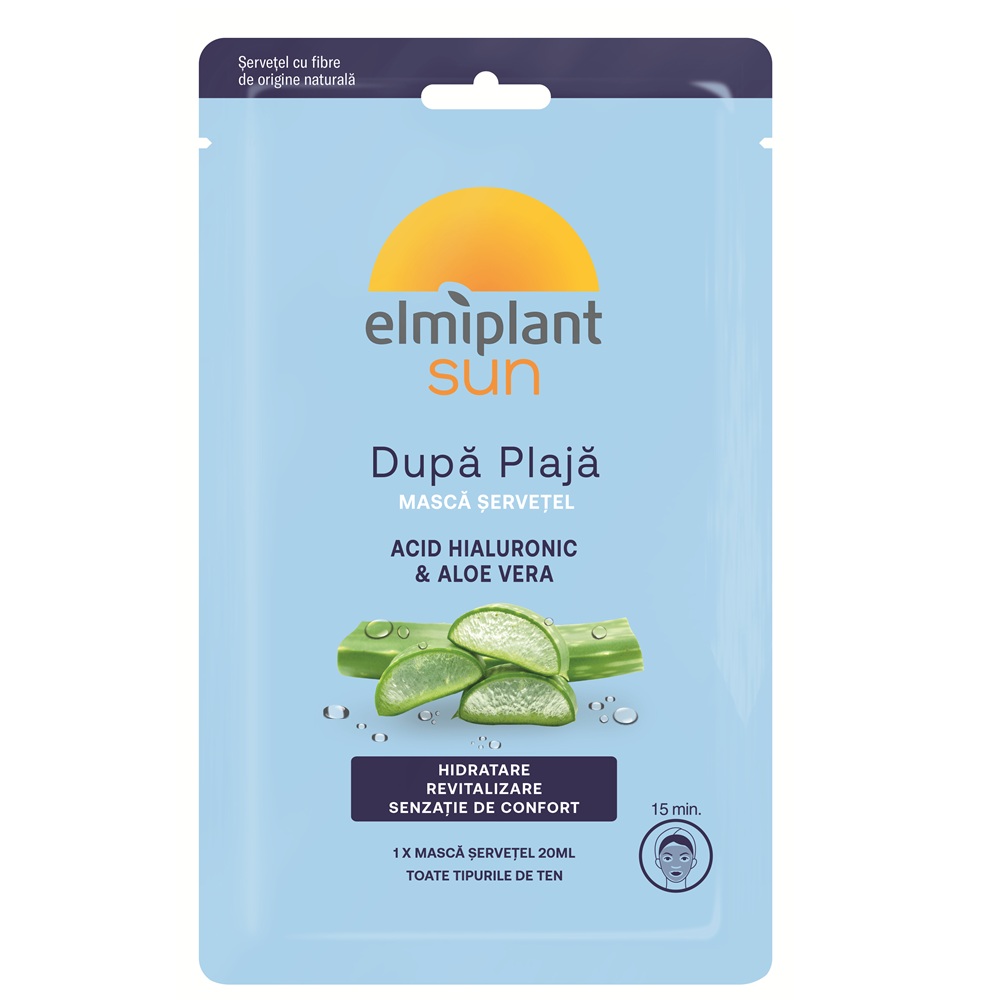 Masca servetel cu acid hialuronic si aloe vera, 1 bucata, Elmiplant Sun
