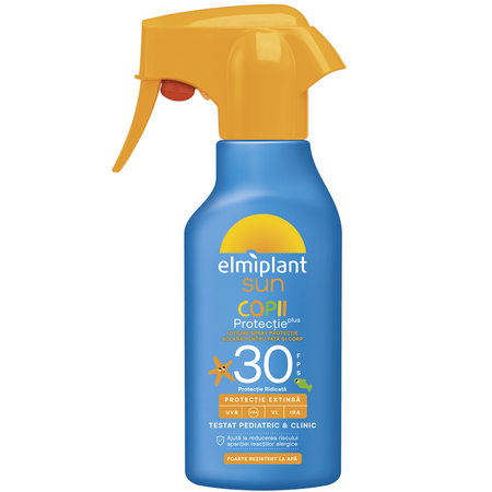 Lotiune spray cu protectie solara SPF 30 pentru copii, 200 ml, Elmiplant