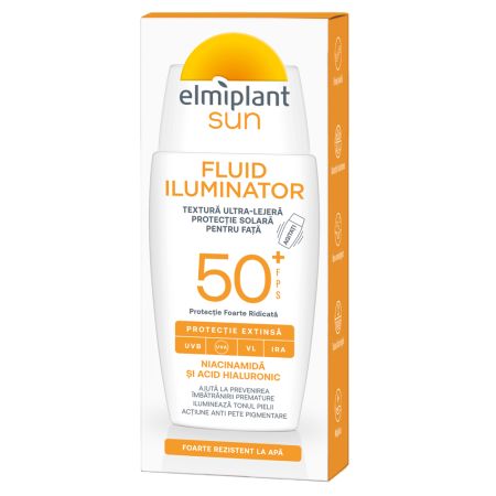 Fluid iluminator pentru fata cu protectie solara SPF 50+, 40 ml, Elmiplant Sun 712412