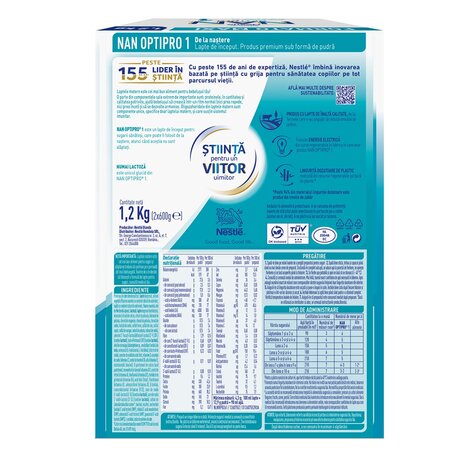 Lapte praf Nan Optipro 1, 1200 g, Nestle 722563