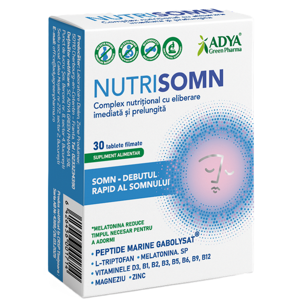 Nutrisomn, 30 tablete filmate, Adya Green Pharma