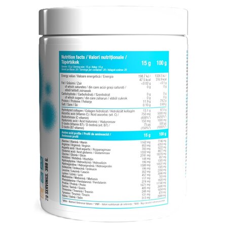 Peptide de colagen cu acid hialuronic si vitamina C Collagen Peptides, 300 g, Pro Nutrition 714016