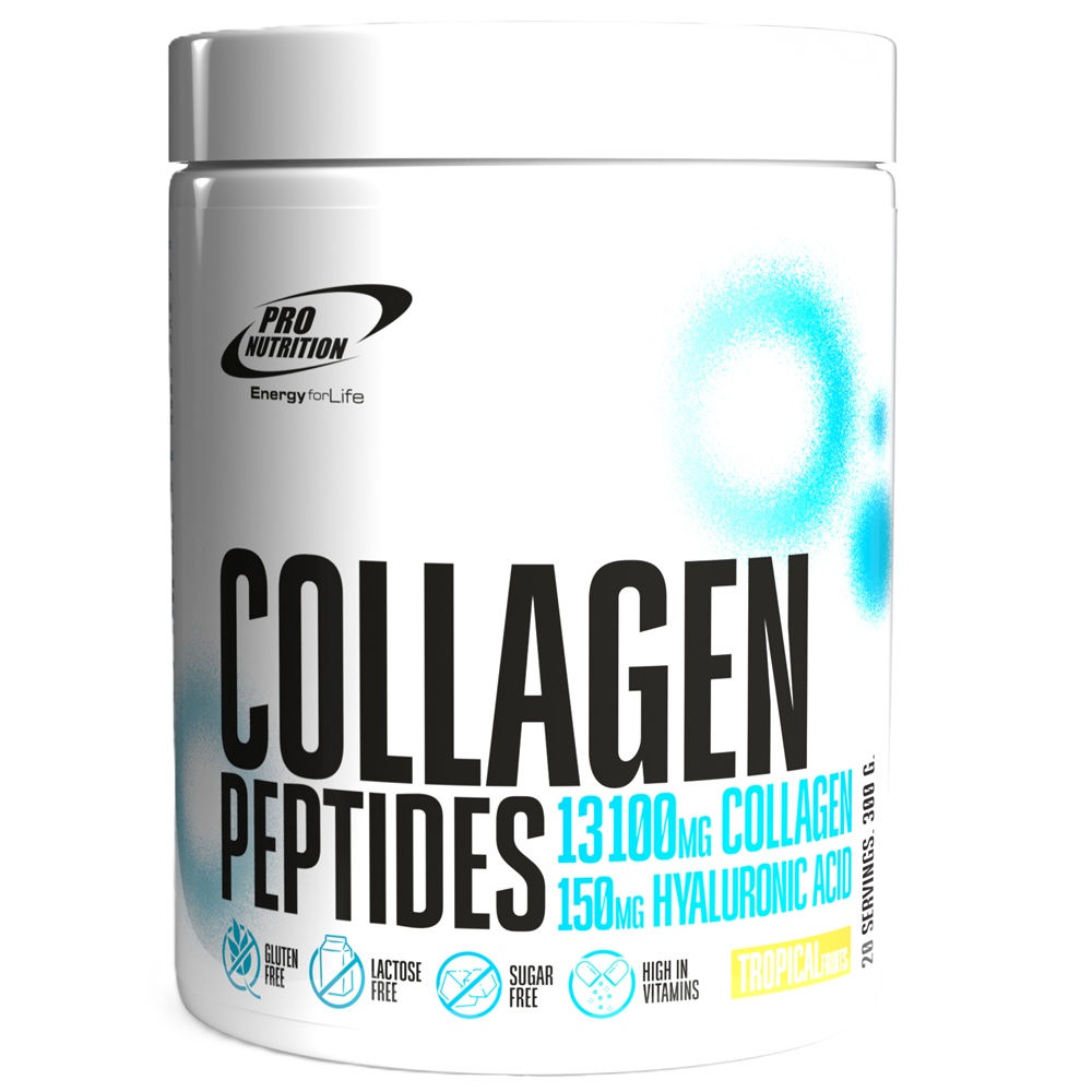 Peptide de colagen cu acid hialuronic si vitamina C Collagen Peptides, 300 g, Pro Nutrition