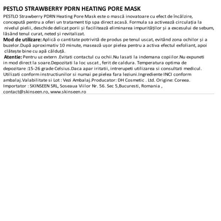 Masca pentru curatare, Strawberry PDRN Heating Pore Mask, 70 g, Pestlo 714036