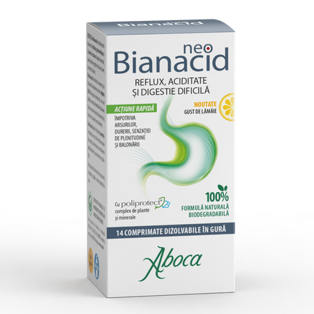 NeoBianacid cu aroma de lamaie, 14 comprimate masticabile, Aboca