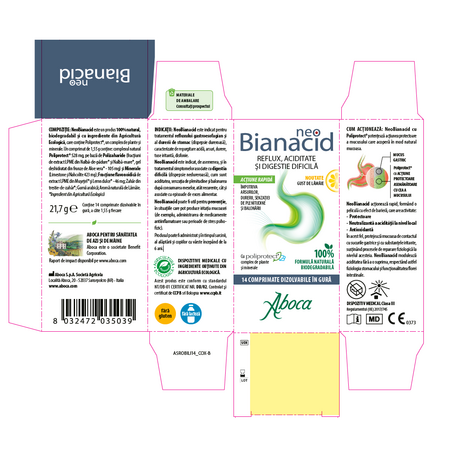 NeoBianacid cu aroma de lamaie, 14 comprimate masticabile, Aboca 714049