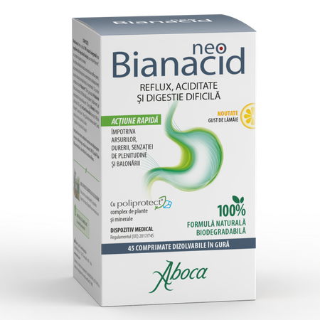 NeoBianacid cu aroma de lamaie, 45 comprimate masticabile, Aboca
