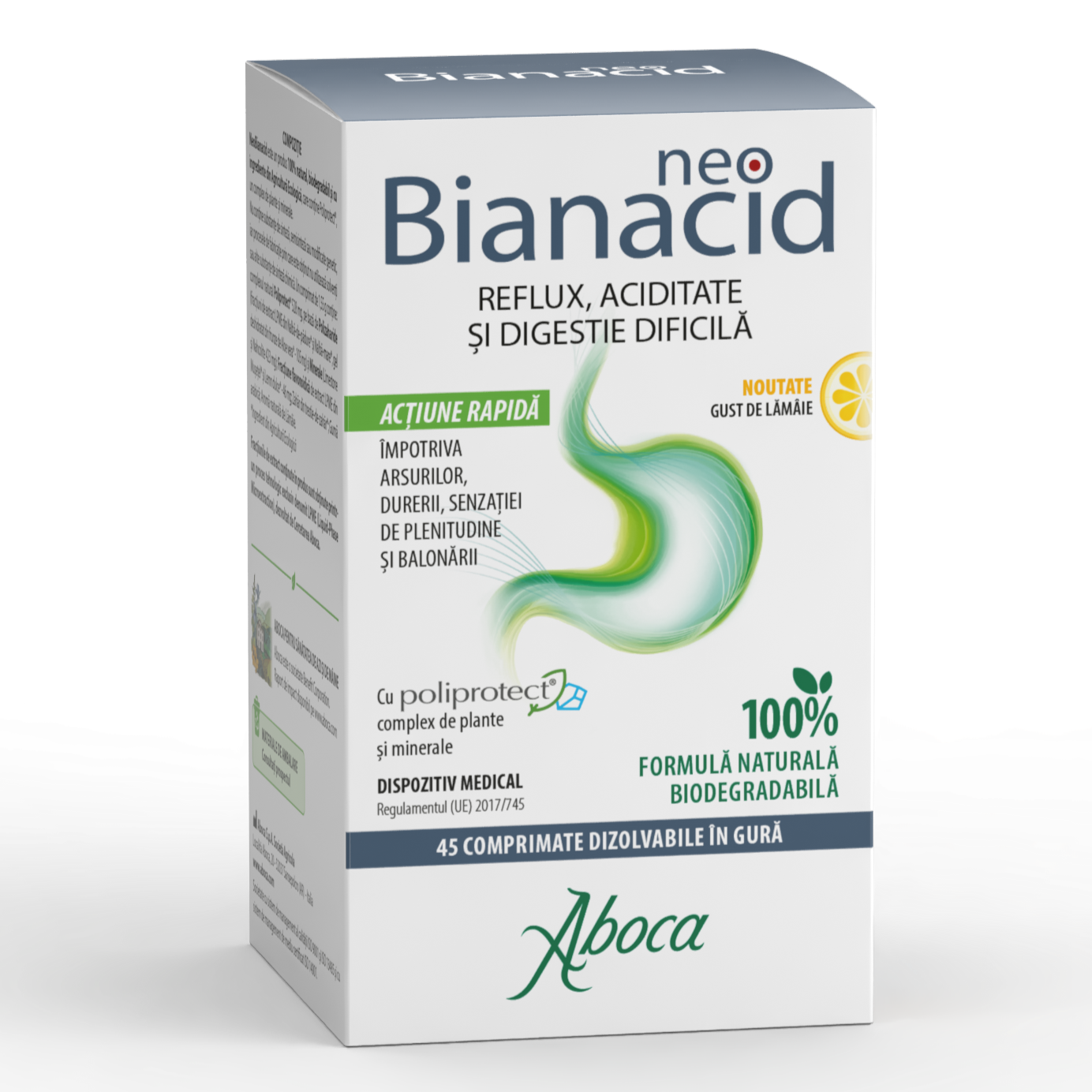 Neobianacid cu aroma de lamaie, 45 tablete maticabile, Aboca