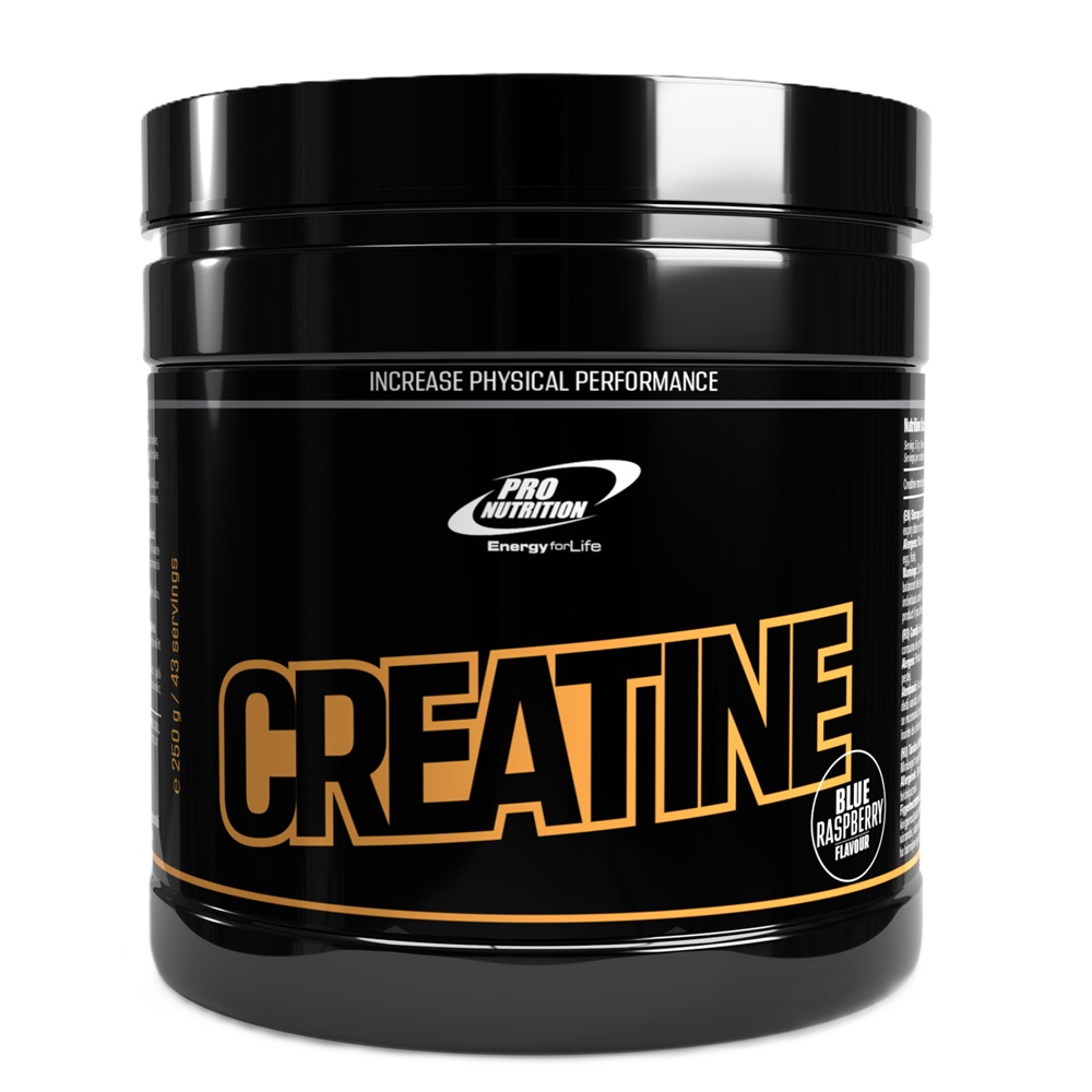 Creatina monohidrata cu aroma de zmeura albastra, 250 g, Pro Nutrition