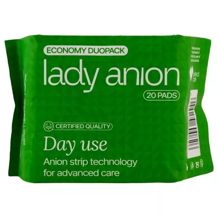 Absorbante de zi cu bumbac organic, 20 bucati, Lady Anion