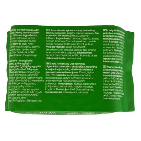 Absorbante de zi cu bumbac organic, 20 bucati, Lady Anion 719920
