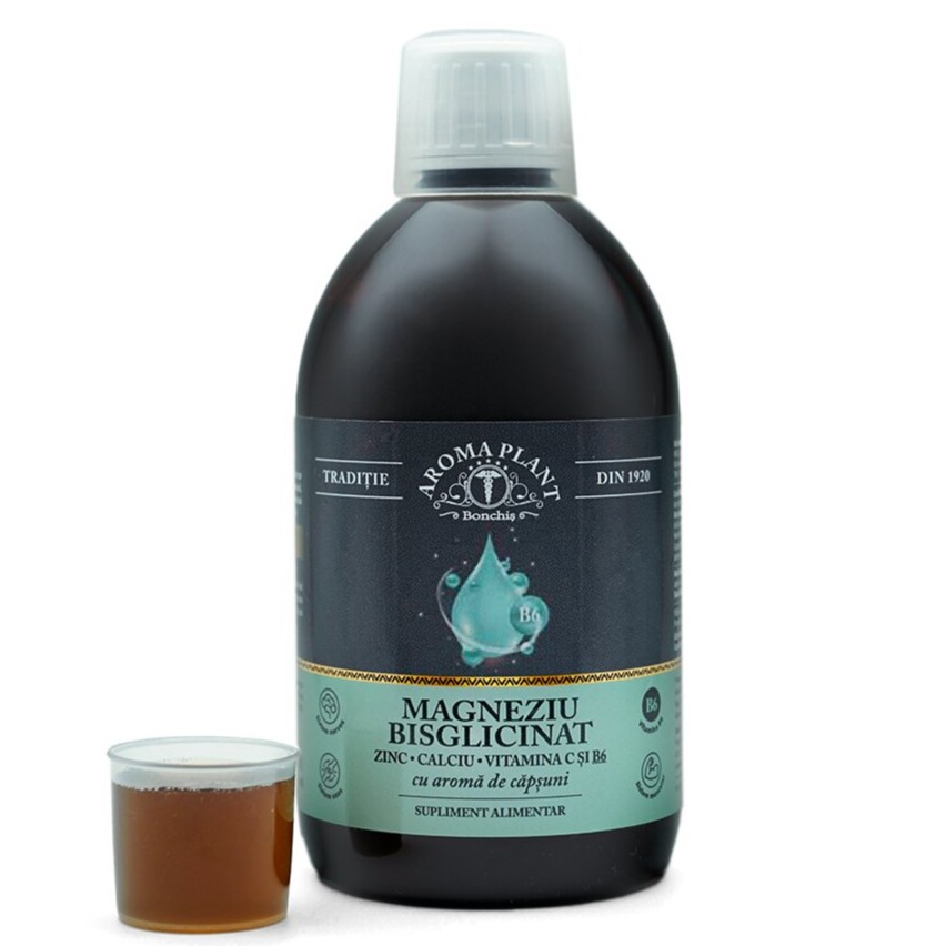 Magneziu bisglicinat cu zinc, calciu, vitamina C si B6, 500 ml, Aroma Plant