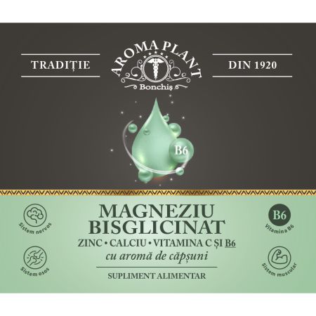 Magneziu bisglicinat cu zinc, calciu, vitamina C si B6, 500 ml, Aroma Plant 714483