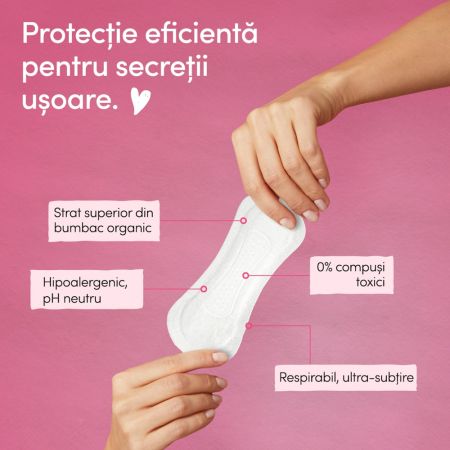Absorbante zilnice din bumbac organic Ultra Thin, 24 bucati, Enroush 714637