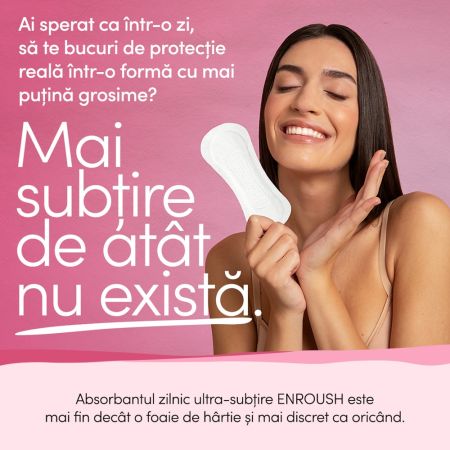 Absorbante zilnice din bumbac organic Ultra Thin, 24 bucati, Enroush 714636
