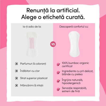 Absorbante zilnice din bumbac organic Ultra Thin, 24 bucati, Enroush 714639