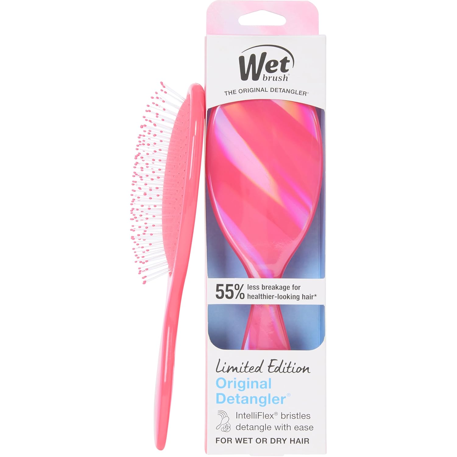 Perie de par, Original Detangler Prisma Glow Pink, 1 bucata, Wet Brush
